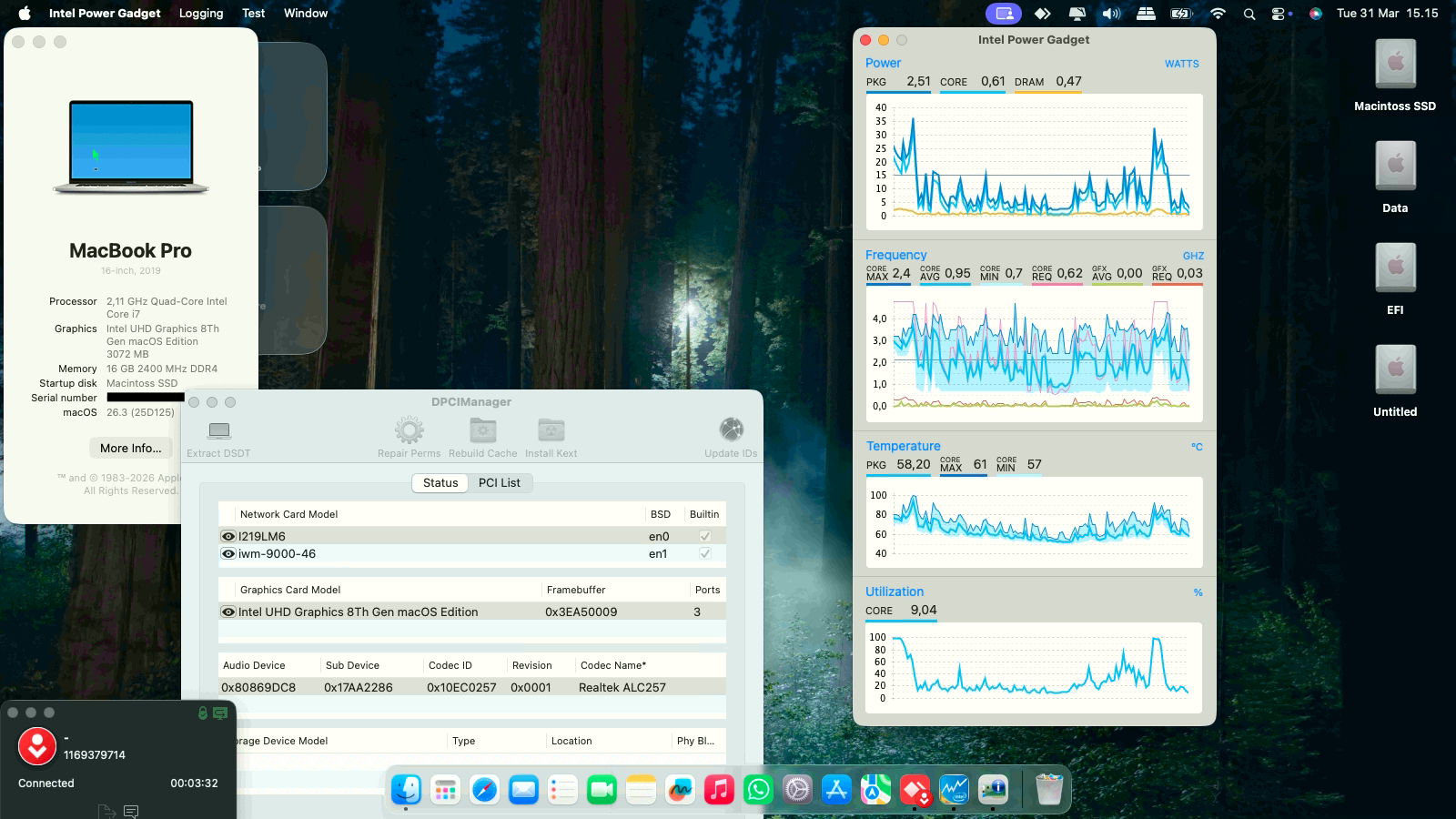 Success Hackintosh macOS Tahoe 26.3 Beta Build 25D125 on Lenovo Thinkpad X390 Touchscreen